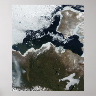 Póster Vista satélite de Canadá noroeste
