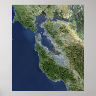 Póster Vista satélite de San Francisco, Califórnia