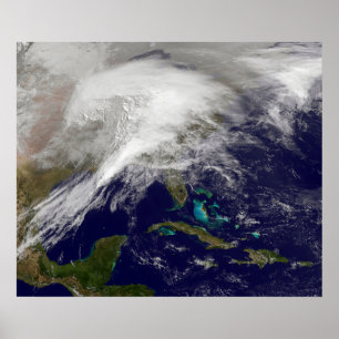 Poster Vista satélite de uma tempestade maciça do inver