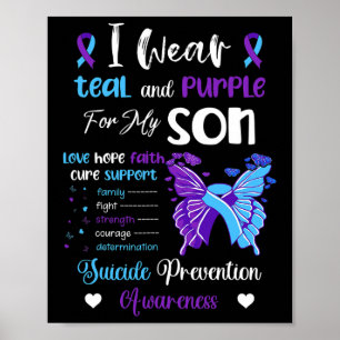 Poster Vista Teal E Roxo Para A Prevenção Do Suicídio Do 
