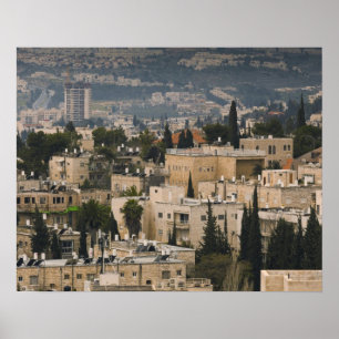 Poster Vista urbana elevada da torre Jerusalem YMCA
