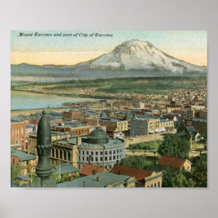 Poster Vista vintage 1911 de Tacoma, Washington