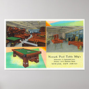 Póster Vistas interiores da mesa de bilhar de Newark
