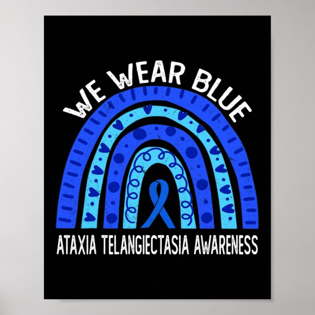 Poster Visto Arco-Íris Azul Para Ataxia Telangiectasia Aw (Frente)