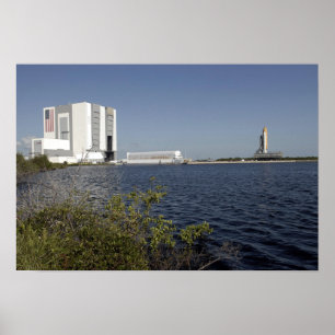 Póster Visto através da bacia, vaivém espacial Atlantis