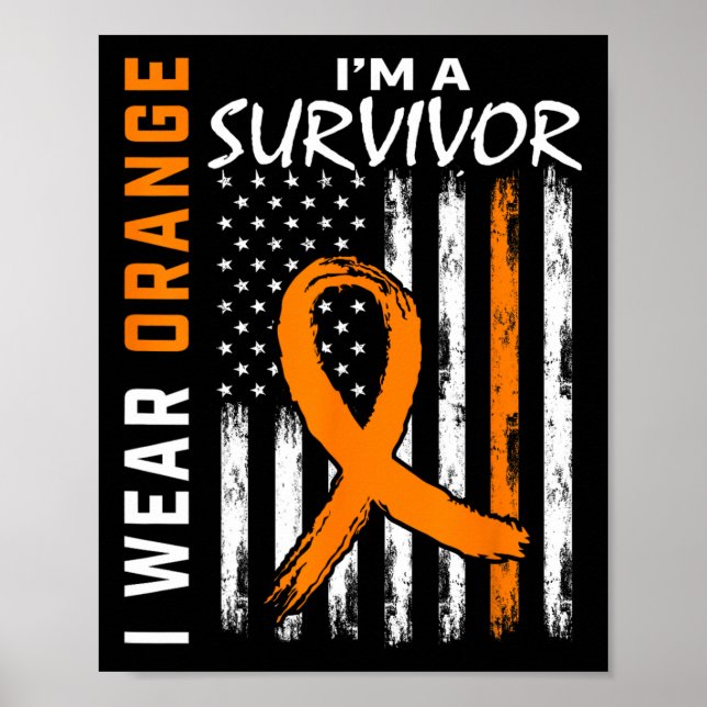 Poster Visto Laranja Sou um Cancer de Leucemia Sobreviven (Frente)