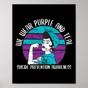 Poster Visto Roxo E Teal - Alertas Para A Prevenção Do Su