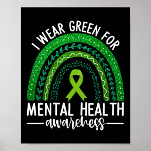 Poster Visto Verde Para A Chuva De Fita De Sensibilização
