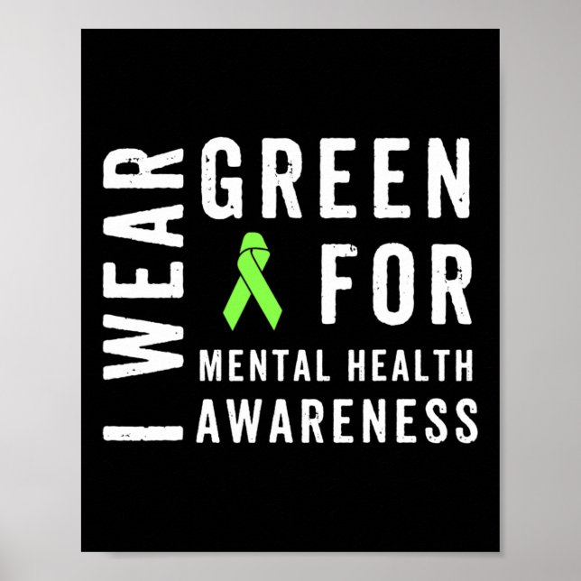 Poster Visto Verde Para Mês De Consciência Da Saúde Menta (Frente)