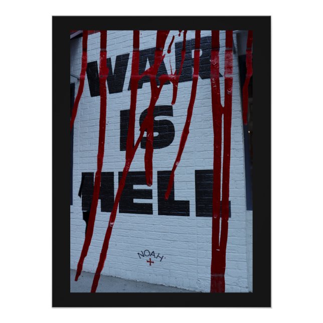 Póster Visual Forte com Frase em Vermelho War is Hell (Frente)
