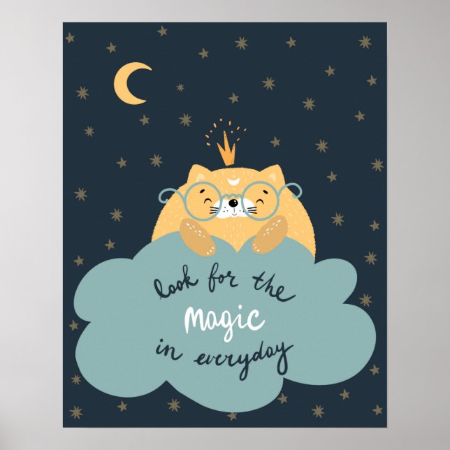 Poster Visual moderno scandi fofo para o berçário mágico (Frente)
