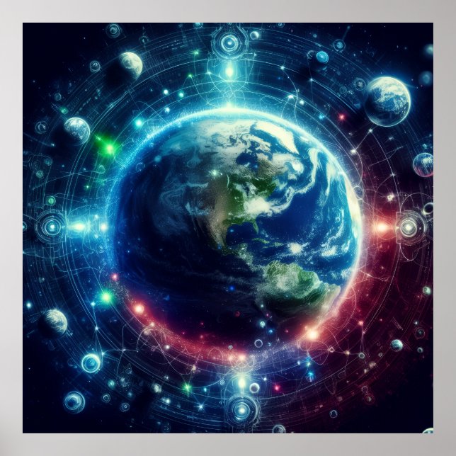 Poster Visual Multiverse Theory Parallel Universes on a (Frente)