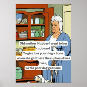 Poster visual "Velha mãe Hubbard" estilo história em quad
