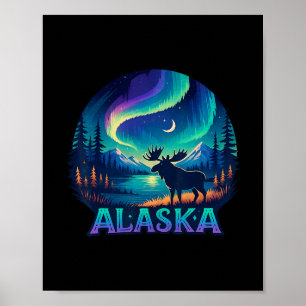 Poster Visualização da Aurora das Luzes do Norte do Alasc
