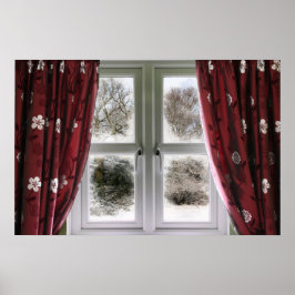 Póster Visualização da janela para uma cena de neve