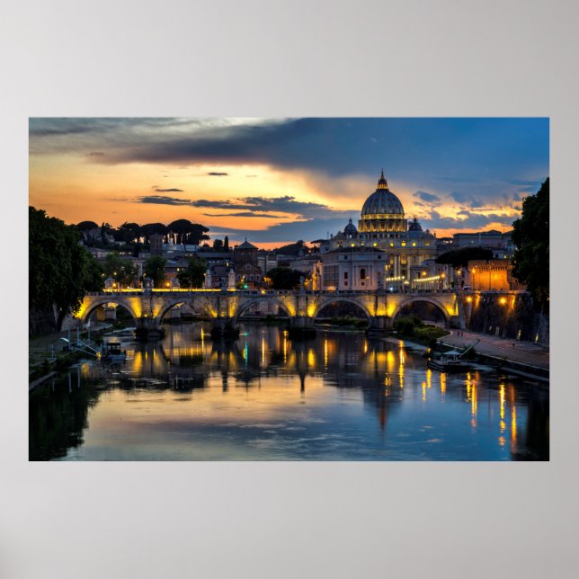Poster Visualização de Cidade do vaticano por Noite (Frente)