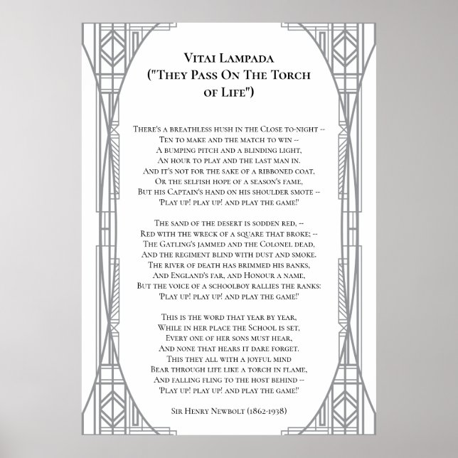 Poster Vitai Lampada Newbolt Poem Large (Frente)