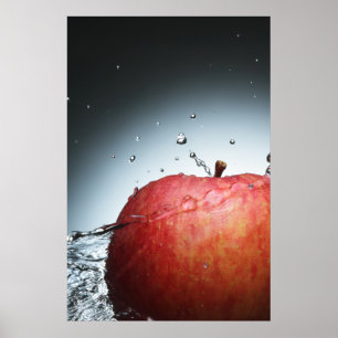 Poster Vitalidade Crocante: Arte de Salpico de Água de Ma