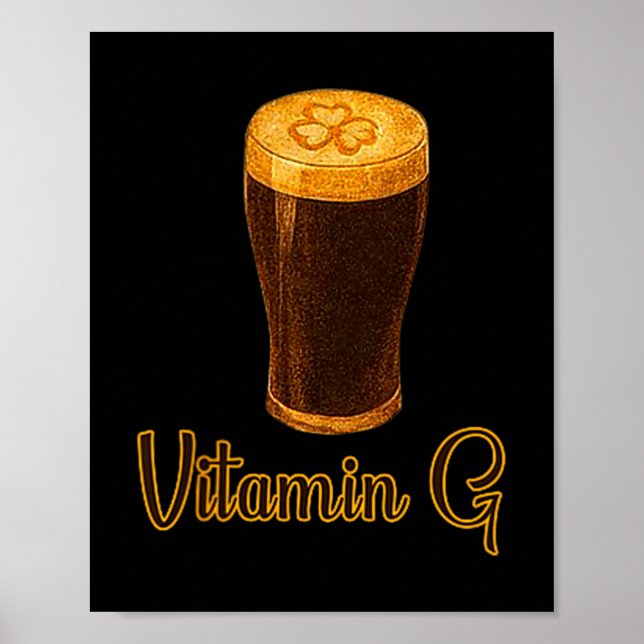 Poster Vitamin Beer Lucky Shamrock Funny Patrick’s Day Me (Frente)