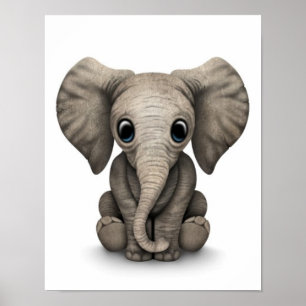Póster Vitela bonito do elefante do bebê que senta-se