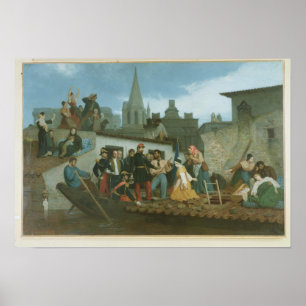 Poster Vítimas de inundação de visita de Napoleon III 