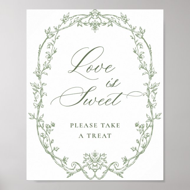 Poster Vitória Ornata Sage Verde Floral Amor é Doce (Frente)