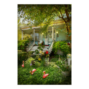Póster Vitoriano - Bevidere NJ - Flamingos pousam