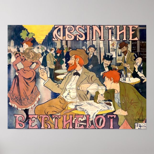 Poster Vitoriano Era 1898 Art Nouveau Absinthe Ad (Frente)
