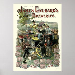 Poster Vitoriano Era New York Brewery 1896 Calendário
