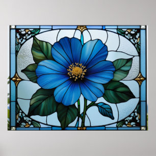 Poster Vitraça de flor azul