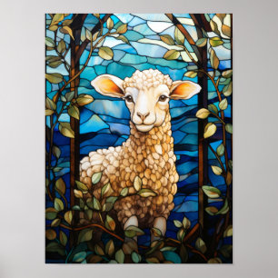 Poster Vitral Cordeiro Doce Primavera Prado Janela