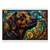 Vitral de um Cão com Cores Vivas
