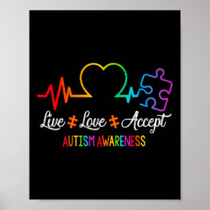 Poster Viva Amor Aceite Conscientização do Autismo Tie Dy
