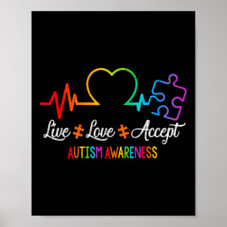 Poster Viva Amor Aceite Conscientização do Autismo Tie Dy