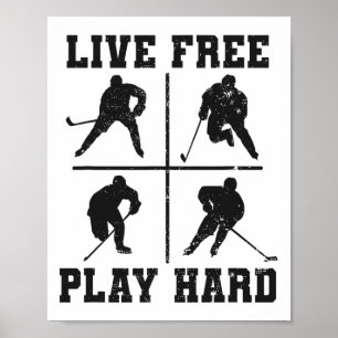 Poster Viva Livre Jogue Duro Camiseta Engraçada Para Aman