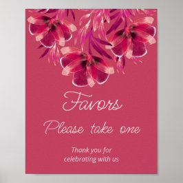 Poster Viva Magenta, Floral, Favores, pegue um