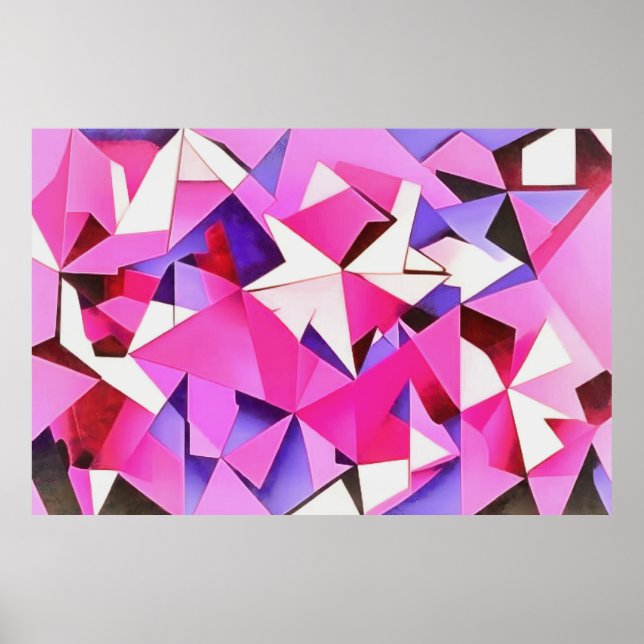 Poster Viva Magenta Hídrangea Abstrato Art (Frente)