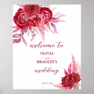 Poster Viva magenta rosa burgundi flores sinal de boas-vi