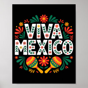 Poster Viva México arte popular colorido independência me