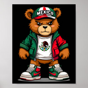 Poster Viva México Bandeira Mexicana Bear Cinco De Mayo M