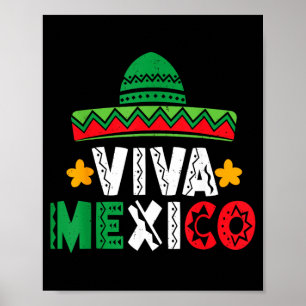 Poster Viva México Bandeira Mexicana Dia da Independência