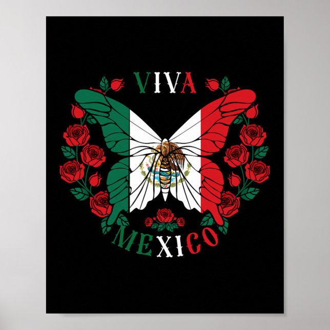 Poster Viva Mexico Butterfly Rosa (Frente)