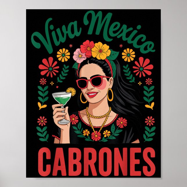 Poster Viva México Cabrones Mulheres Bandeira Mexicana (Frente)