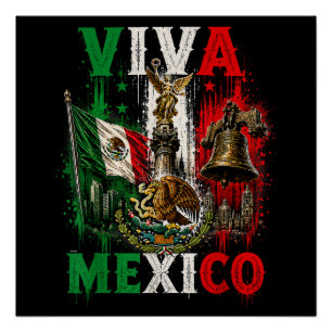 Póster Viva México Dia da Independência do México Retro