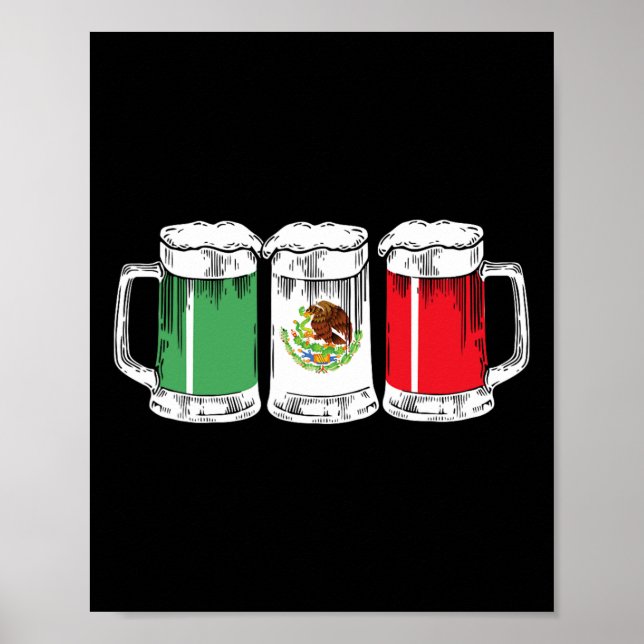 Poster Viva Mexico Funny Beer Mexico Flag Cinco De Mayo (Frente)