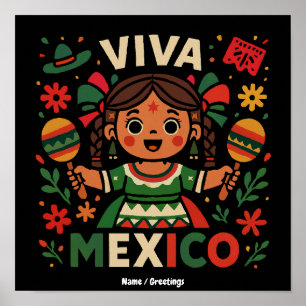 Poster Viva México Garota Mexicana Dia da Independência M