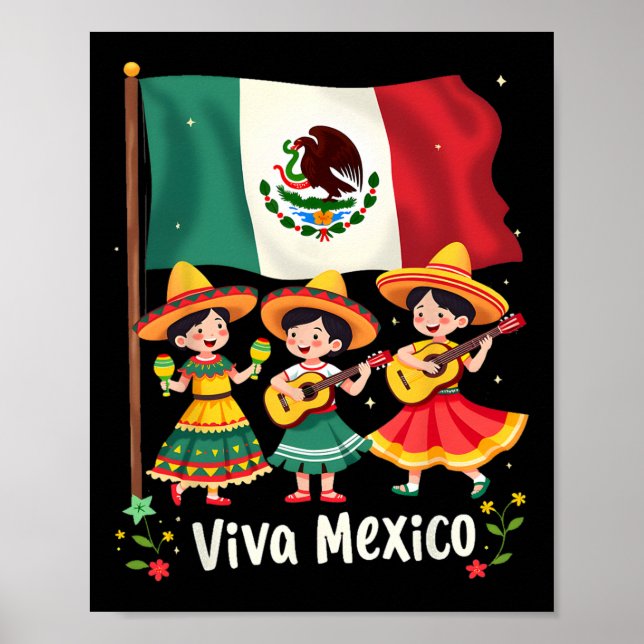 Poster Viva México: Raparigas de Violão no Dia da Indepen (Frente)