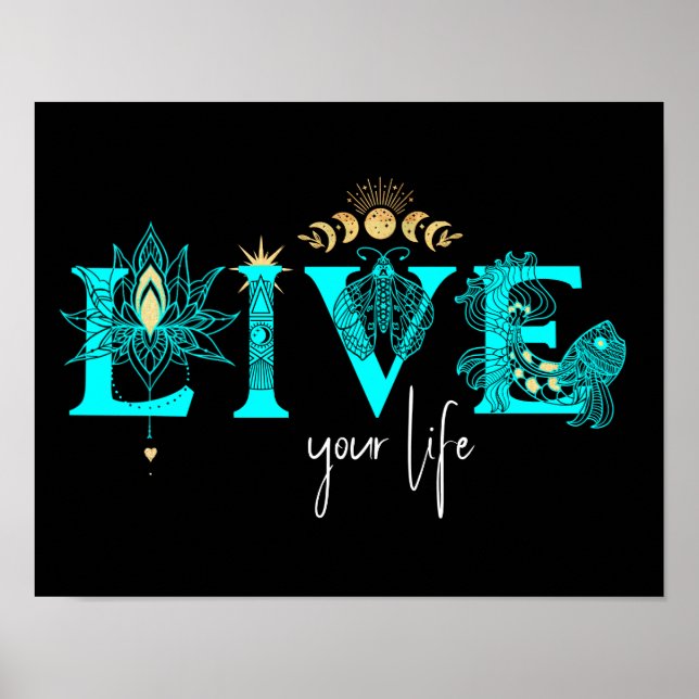 Poster Viva o seu peixe Estrelas Lotus moon Sun wall Art (Frente)