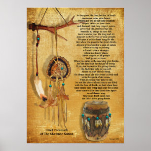 Poster "Viva sua vida" Tecumseh Dreamcatcher e Drum