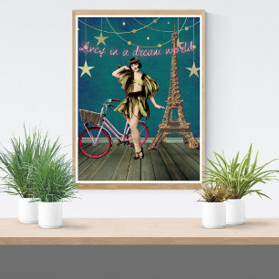 Poster Vive em um mundo de sonhos Arte Alterada Engraçado